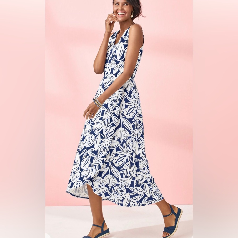 NWT Talbots JERSEY FAUX WRAP MAXI DRESS Size L
